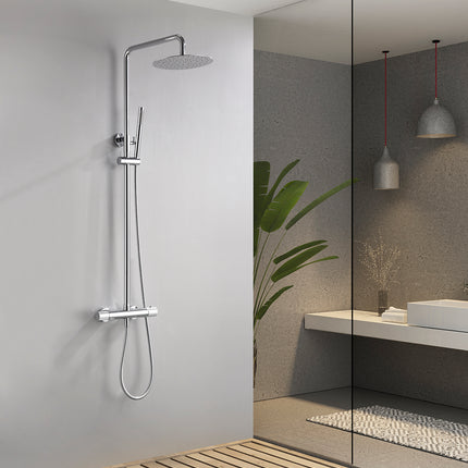 Wiesbaden Ribbd regendoucheset opbouw chroom - sfeerfoto badkamer | Schwertz & Co