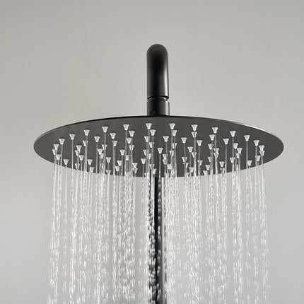 Wiesbaden Ribbd regendoucheset opbouw mat zwart - detailfoto handdouche | Schwertz & Co
