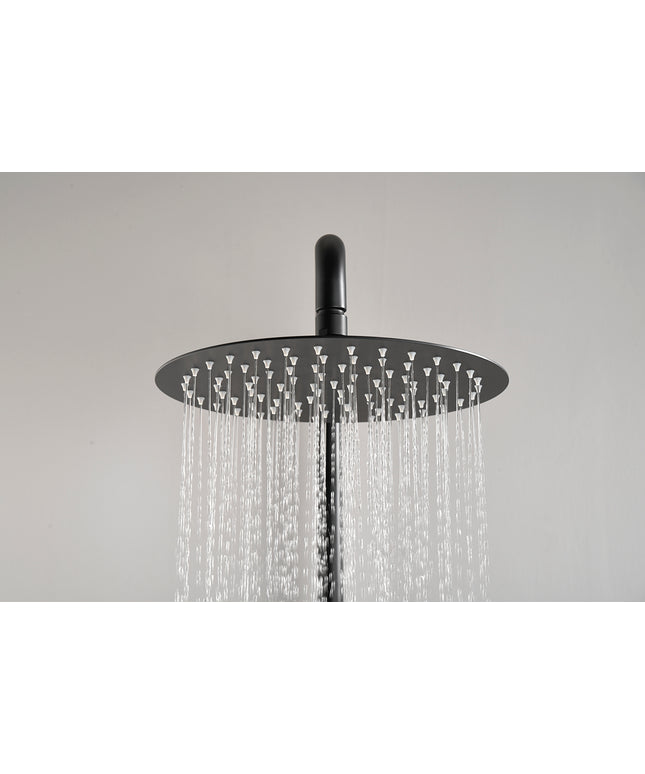 Wiesbaden Ribbd regendoucheset opbouw mat zwart - detailfoto handdouche | Schwertz & Co