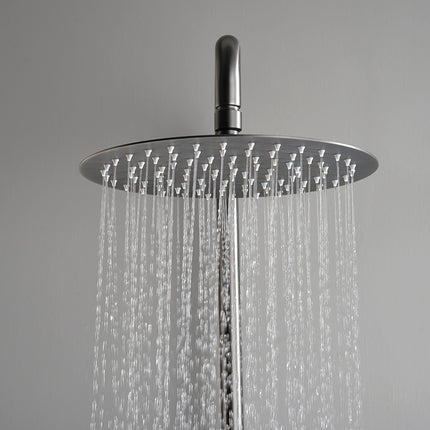 Wiesbaden Ribbd regendoucheset opbouw gunmetal PVD - sfeerfoto badkamer | Schwertz & Co
