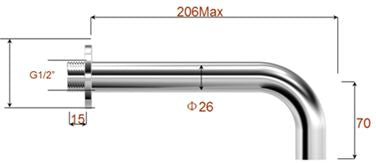 Wiesbaden Caral baduitloop rond 20 cm zwart - technische tekening | Schwertz & Co