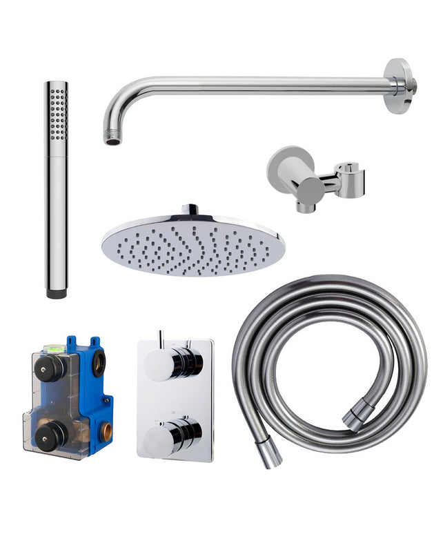 Wiesbaden Caral inbouwthermostaat doucheset 25 cm chroom - detailfoto handdouche | Schwertz & Co