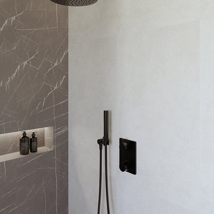 Wiesbaden Caral inbouwthermostaat doucheset 25 cm mat zwart | Schwertz & Co
