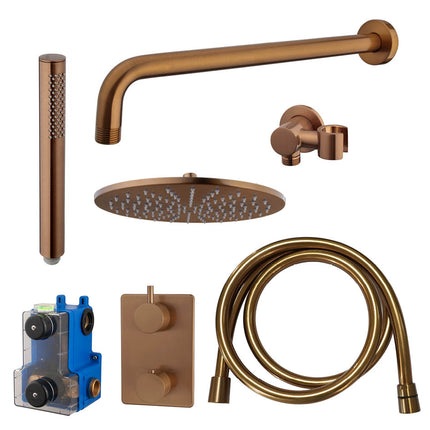 Wiesbaden Caral doucheset 25 cm geborsteld brons koper - detailfoto | Schwertz & Co