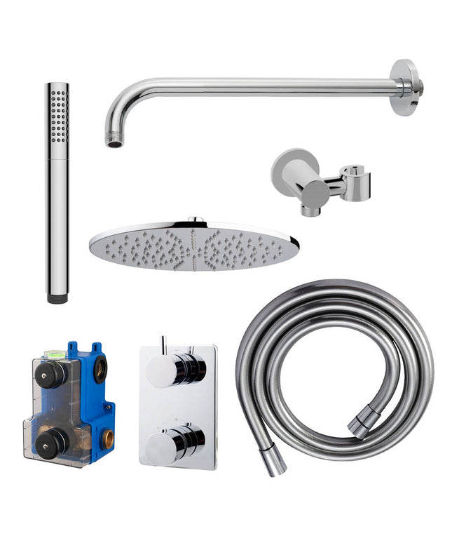 Wiesbaden Caral inbouwthermostaat doucheset 30 cm chroom - detailfoto hoofddouche | Schwertz & Co