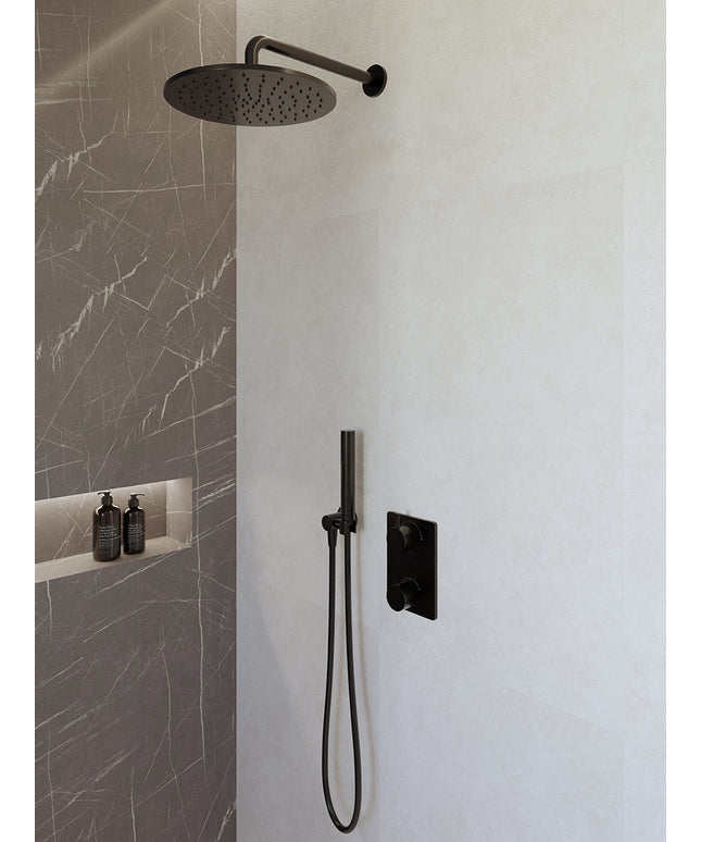 Wiesbaden Caral doucheset 30 cm mat zwart | Schwertz & Co