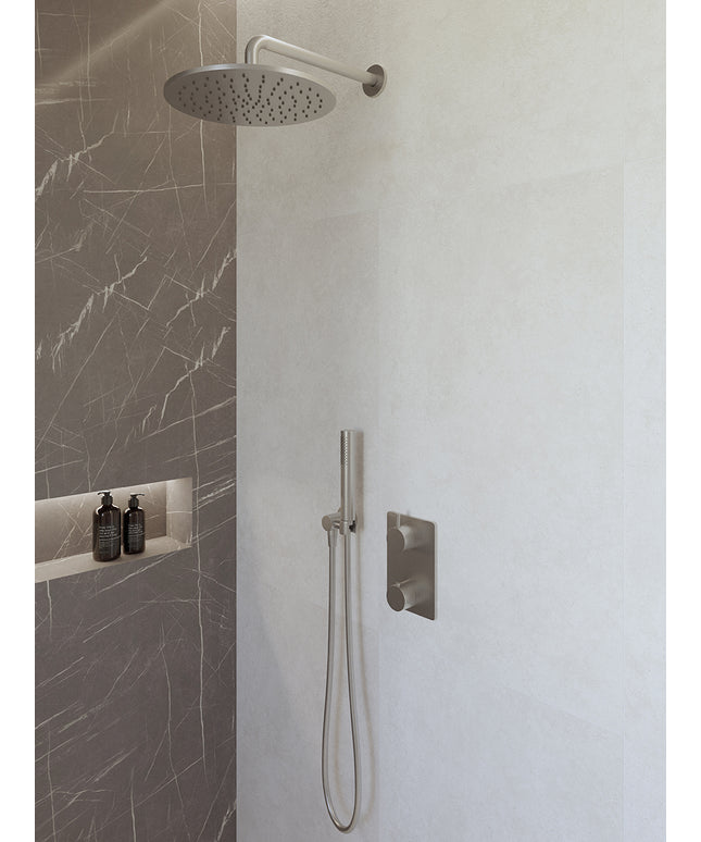 Wiesbaden Caral doucheset 30 cm geborsteld staal | Schwertz & Co