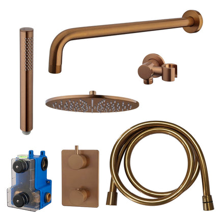 Wiesbaden Caral doucheset 30 cm geborsteld brons koper - detailfoto | Schwertz & Co