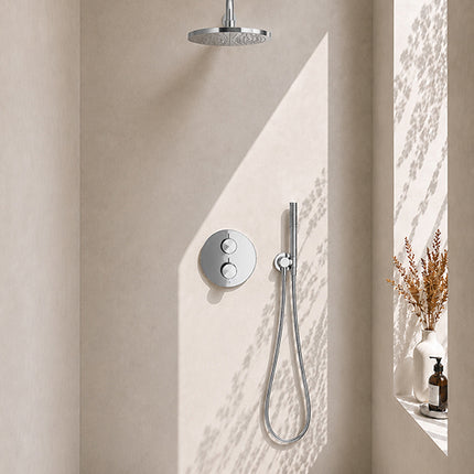 Wiesbaden Caral inbouwthermostaat rond 30 cm staafhanddouche chroom | Schwertz & Co