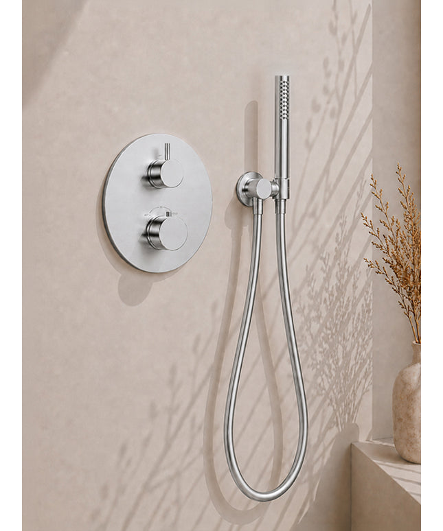 Wiesbaden Caral inbouwthermostaat rond 30 cm staafhanddouche chroom - detailfoto hoofddouche | Schwertz & Co