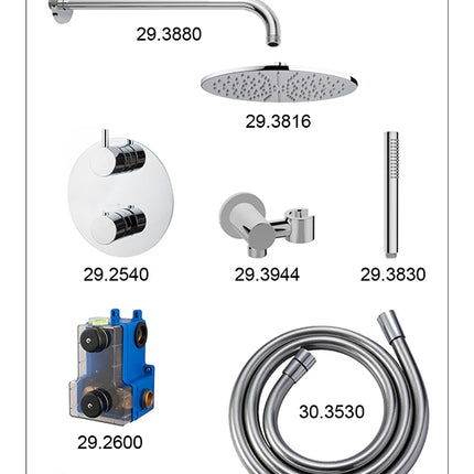 Wiesbaden Caral inbouwthermostaat rond 30 cm staafhanddouche chroom - detailfoto bediening | Schwertz & Co