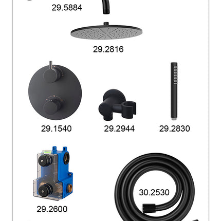 Wiesbaden Caral inbouwthermostaat 30 cm staafhanddouche mat zwart - sfeerfoto | Schwertz & Co
