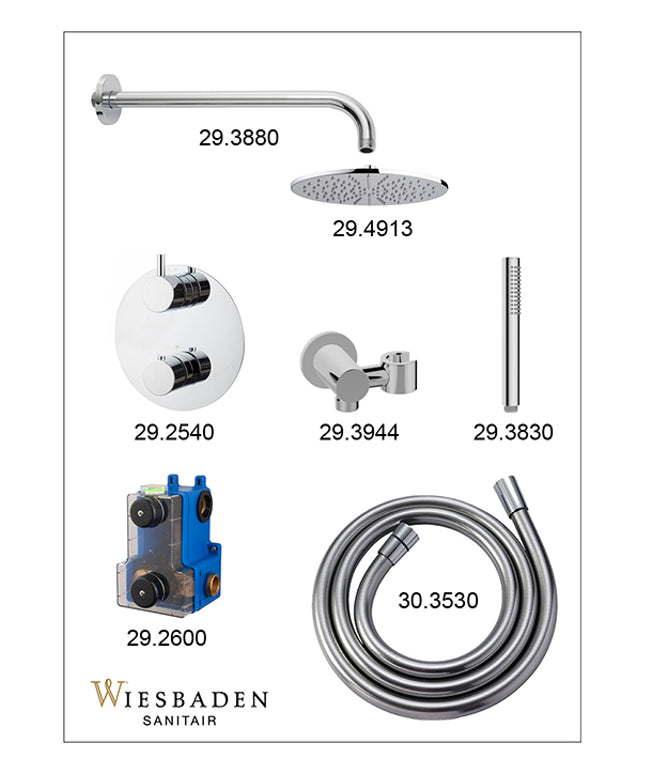 Wiesbaden Caral inbouwthermostaat rond 25 cm staafhanddouche chroom - detailfoto bediening | Schwertz & Co