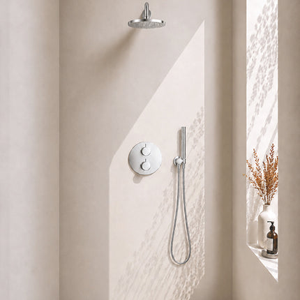 Wiesbaden Caral inbouwthermostaat rond 25 cm staafhanddouche chroom | Schwertz & Co