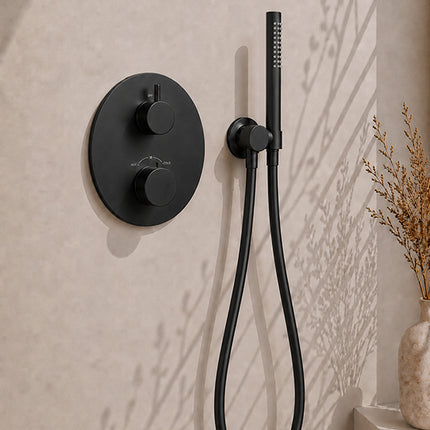 Wiesbaden Caral inbouwthermostaat 25 cm mat zwart - detailfoto staafhanddouche | Schwertz & Co