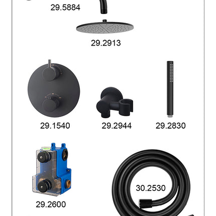 Wiesbaden Caral inbouwthermostaat 25 cm mat zwart - detailfoto bediening | Schwertz & Co