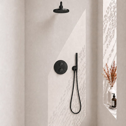 Wiesbaden Caral inbouwthermostaat hoofddouche 25 cm mat zwart | Schwertz & Co