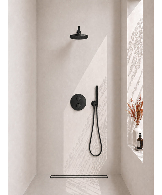 Wiesbaden Caral inbouwthermostaat hoofddouche 25 cm mat zwart | Schwertz & Co