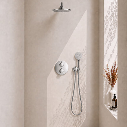 Wiesbaden Caral thermostaat rond 30 cm 3 standen handdouche chroom | Schwertz & Co
