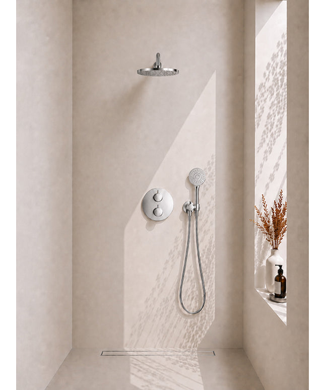 Wiesbaden Caral thermostaat rond 30 cm 3 standen handdouche chroom | Schwertz & Co