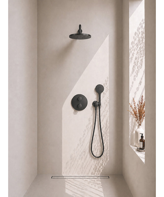 Wiesbaden Caral inbouwthermostaat 30 cm 3-standen mat zwart | Schwertz & Co
