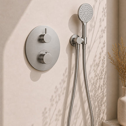 Wiesbaden Caral ronde inbouwthermostaat 30 cm 3-standen geborsteld staal - detailfoto | Schwertz & Co