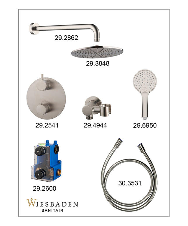 Wiesbaden Caral ronde inbouwthermostaat 30 cm 3-standen geborsteld staal - sfeerfoto | Schwertz & Co