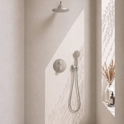 Wiesbaden Caral ronde inbouwthermostaat 30 cm 3-standen geborsteld staal | Schwertz & Co