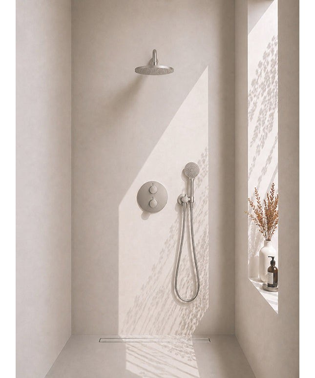 Wiesbaden Caral ronde inbouwthermostaat 30 cm 3-standen geborsteld staal | Schwertz & Co