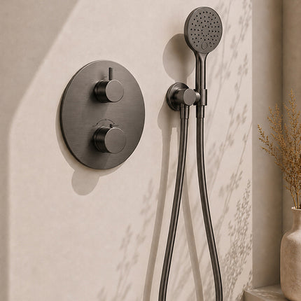 Wiesbaden Caral inbouwthermostaat 30 cm 3-standen gunmetal - detailfoto | Schwertz & Co
