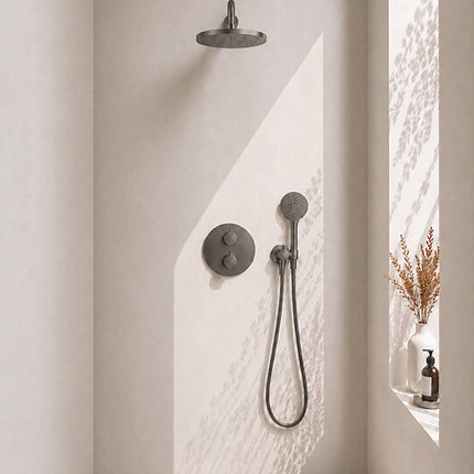 Wiesbaden Caral inbouwthermostaat 30 cm 3-standen gunmetal | Schwertz & Co