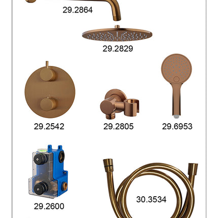 Wiesbaden Caral ronde inbouwthermostaat 30 cm 3-standen geborsteld brons koper - sfeerfoto | Schwertz & Co