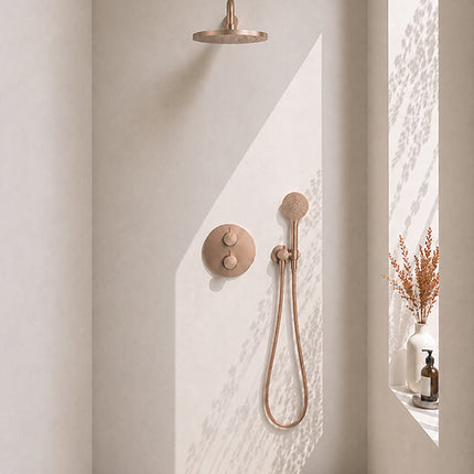Wiesbaden Caral ronde inbouwthermostaat 30 cm 3-standen geborsteld brons koper | Schwertz & Co
