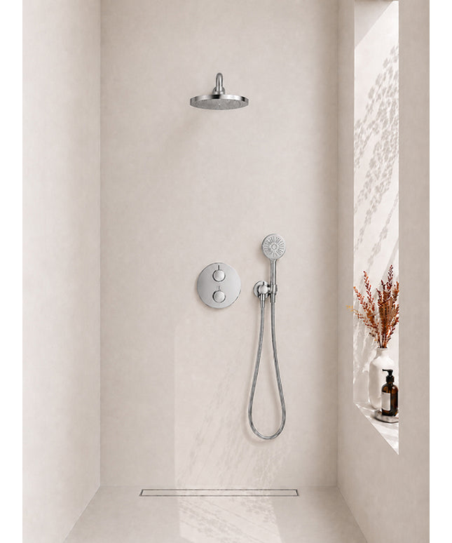 Wiesbaden Caral inbouwthermostaat rond 25 cm 3 standen handdouche chroom | Schwertz & Co
