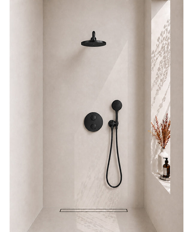 Wiesbaden Caral inbouwthermostaat 25 cm 3-standen mat zwart | Schwertz & Co