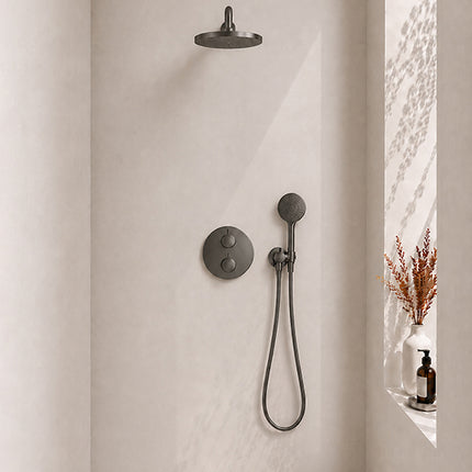 Wiesbaden Caral inbouwthermostaat 25 cm 3-standen gunmetal | Schwertz & Co