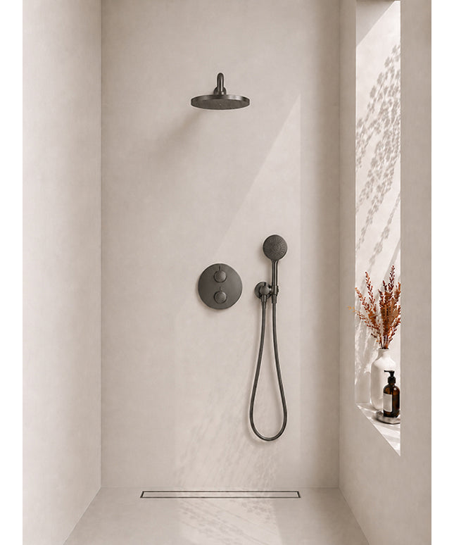 Wiesbaden Caral inbouwthermostaat 25 cm 3-standen gunmetal | Schwertz & Co