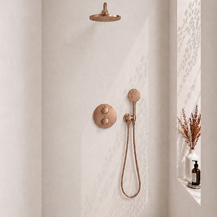 Wiesbaden Caral ronde inbouwthermostaat 25 cm 3-standen geborsteld brons koper | Schwertz & Co