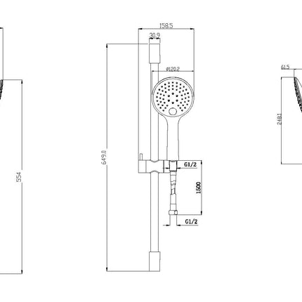 Xellanz Rain glijstangset compleet mat zwart - technische tekening | Schwertz & Co
