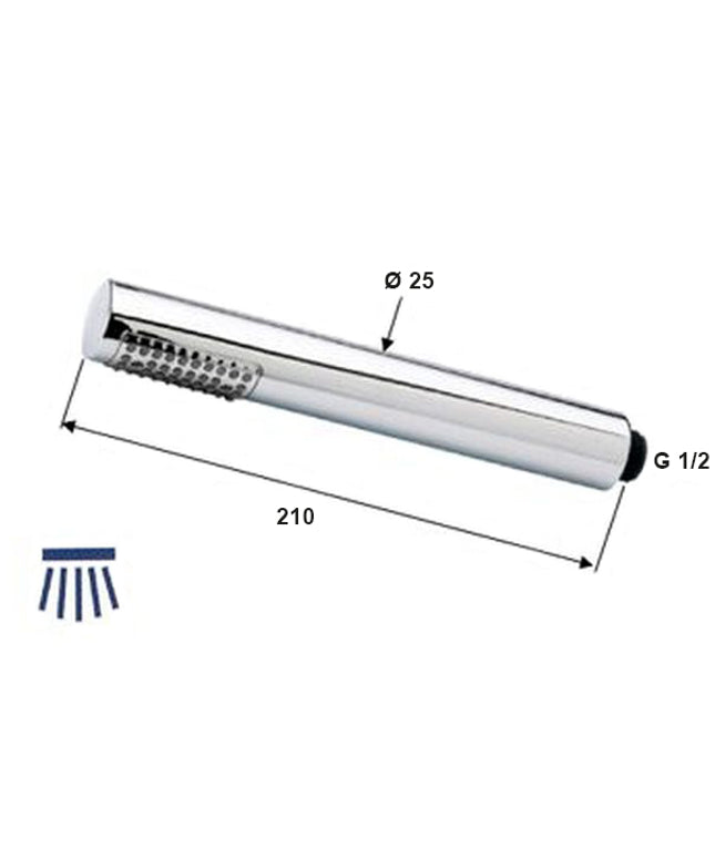 Xellanz handdouche rond 1/2 inch chroom - technische tekening | Schwertz & Co