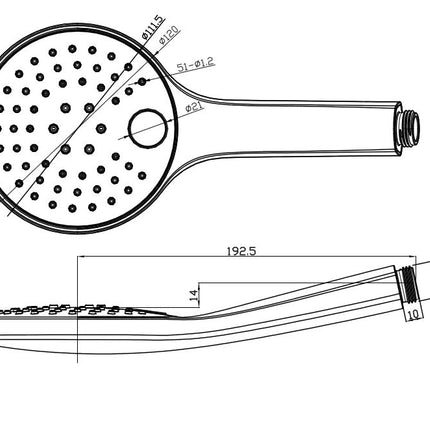 Xellanz Clic handdouche 2 standen chroom - technische tekening | Schwertz & Co