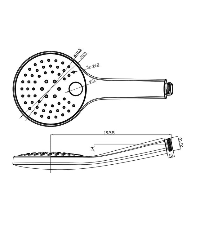 Xellanz Clic handdouche 2 standen chroom - technische tekening | Schwertz & Co