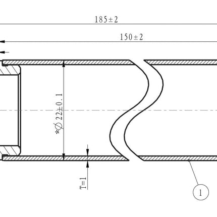 Wiesbaden UniMatch douchearm met plafondbevestiging 15 cm chroom - technische tekening | Schwertz & Co