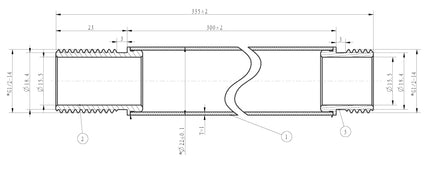 Wiesbaden UniMatch douchearm 30 cm chroom - technische tekening maatvoering | Schwertz & Co