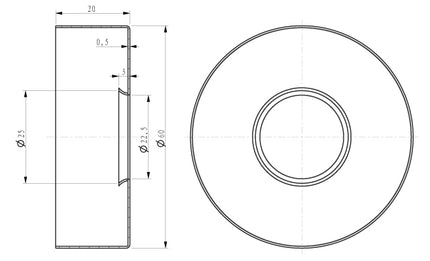 Wiesbaden UniMatch douchearm 30 cm chroom - technische tekening | Schwertz & Co