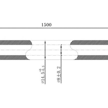 Wiesbaden UniMatch glijstangset mat zwart 3 standen - technische tekening handdouche | Schwertz & Co