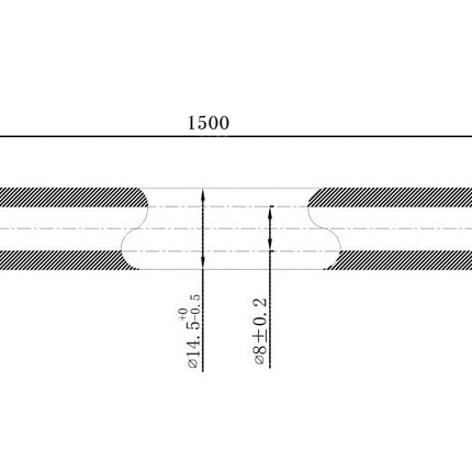 Wiesbaden UniMatch glijstangset geborsteld staal - technische tekening | Schwertz & Co