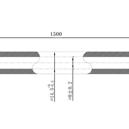 Wiesbaden UniMatch glijstangset mat zwart - technische tekening handdouche | Schwertz & Co