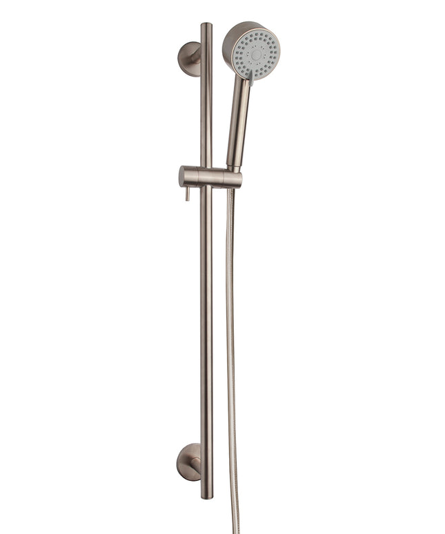 Wiesbaden Cadans set barre de douche coulissante avec douchette acier brossé | Schwertz & Co
