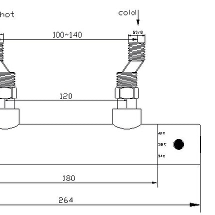 Xellanz Rio thermostatische douchemengkraan 12 cm geborsteld staal - technische tekening | Schwertz & Co